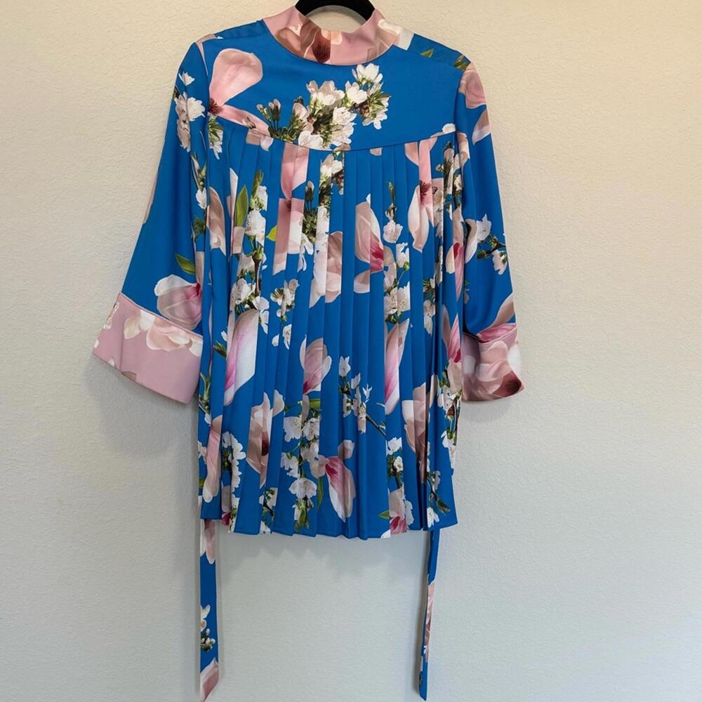 TED BAKER LONDON Harmony Pleat Back Kimono Jacket Blue and Pink Floral Small - Picture 8 of 13